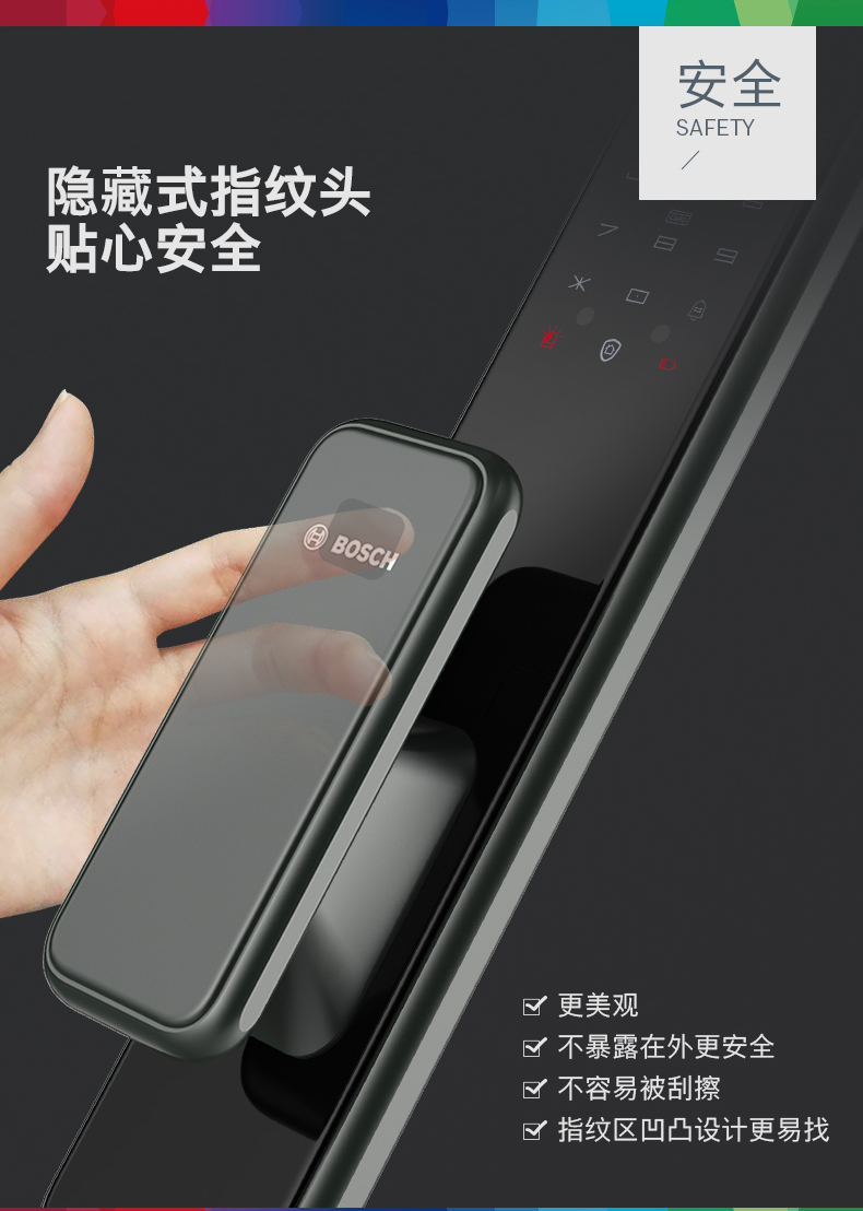 德国博世（BOSCH）EL600B智能锁3D人脸识别指纹锁密码家用防盗门锁电子锁 纳米黑(图7)