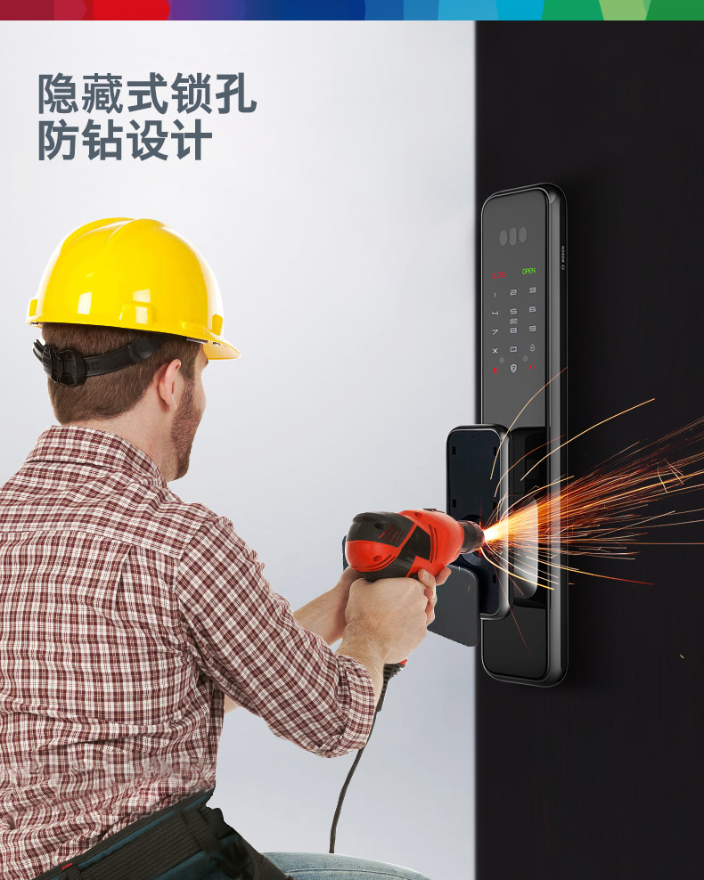 德国博世（BOSCH）EL600B智能锁3D人脸识别指纹锁密码家用防盗门锁电子锁 纳米黑(图8)